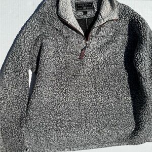 True Grit Gray Zip Up Sweater Cozy Sherpa Fleece